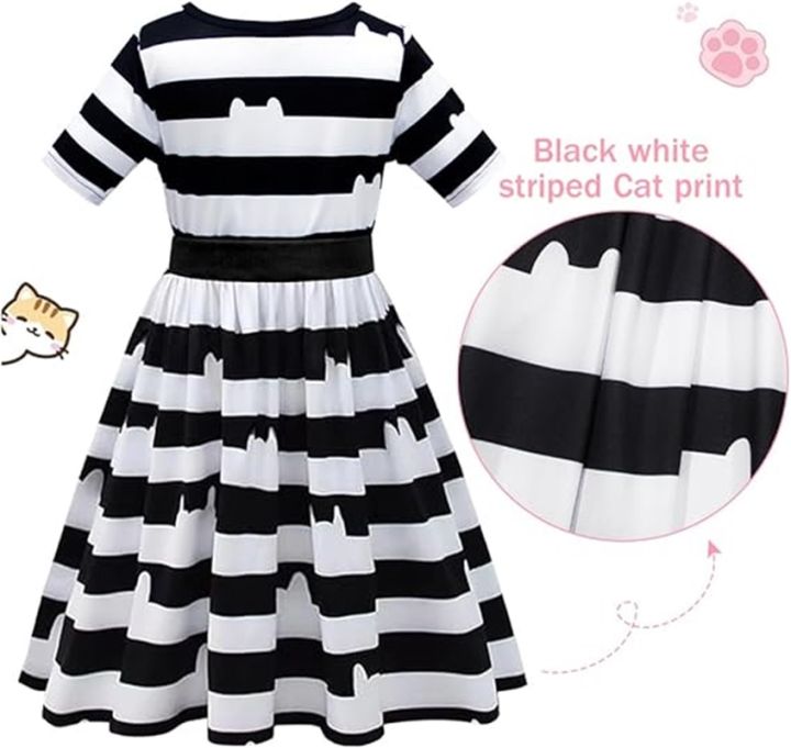 Cartoon%20Girls%20Princess%20Clothing%20Rainbow%20Print%20Cat%20Striped%20Dress%20With%20Headband%20Halloween%20Cosplay%20Birthday%20Party%20Clothes%203-8%20Year%20-%20Image%205