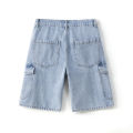 Men's Summer Loose Straight Fit Five Pocket Denim Shorts in American Retro Workwear Style. 