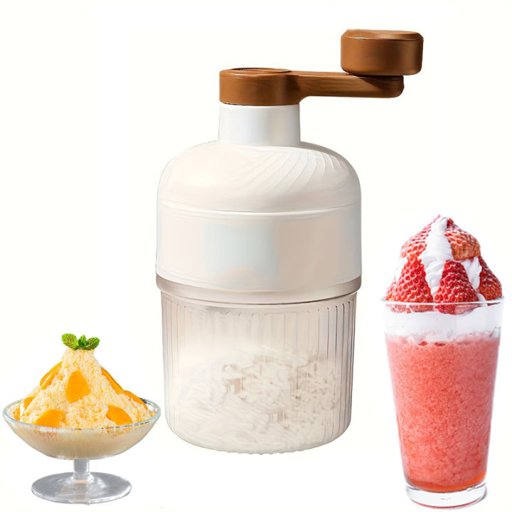 Handheld Shaved Ice Maker with Ice Cube Trays BPA Free Portable Manual Snow Cone Crusher for Home Use