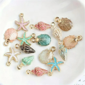 30/50pcs Of Random Dripping Oil Pearlescent Conch Shell Starfish Diy Jewelry Accessories Bracelet Earrings Pendant Alloy. 
