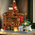 3687-Piece Hongyao Cave Building Block Set - Mixed Colors, Enhances Creativity and Concentration, Features Traditional East Asian Architecture. 