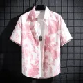 Men and Women's Short-Sleeved Printed Shirt, Casual Beach Clothes, Personality Thin Couple Tops, New. 