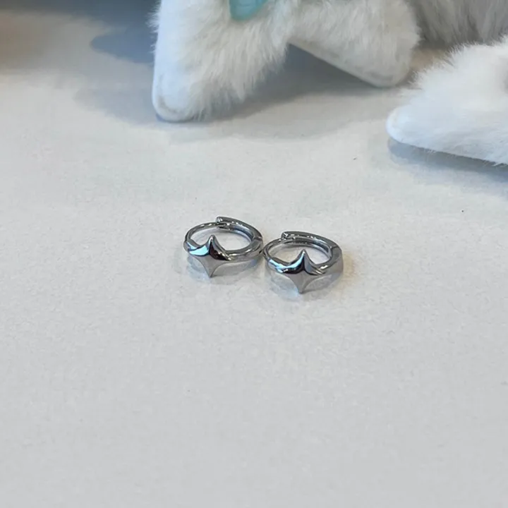 New%20Trendy%20Four-pointed%20Star%20Hoop%20Earrings%20For%20Women%20Simple%20Asymmetric%20Silver%20Color%20Earring%20Aesthetic%20Jewelry%20%20-%20Image%204