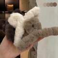 Large Women Fluffy Hair Claw Solid Color Faux Rabbit Fur Shark Clip Soft Warm Barrette Elegant Winter Hair Accessories. 