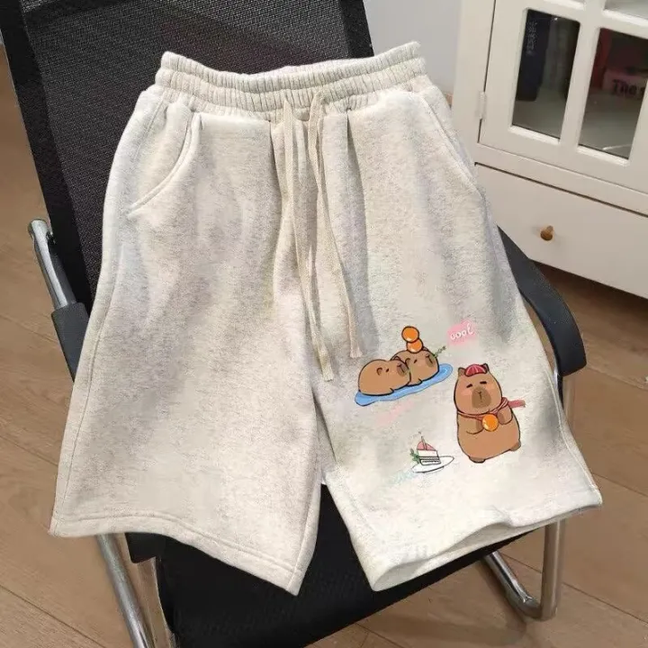 2025%20American%20Ins%20Style%20Capibala%20Printed%20New%20Fun%20Drawstring%20Shorts%20For%20Women's%20Street%20Fashion%20Brand%20Five%20Quarter%20Pants%20-%20Image%202