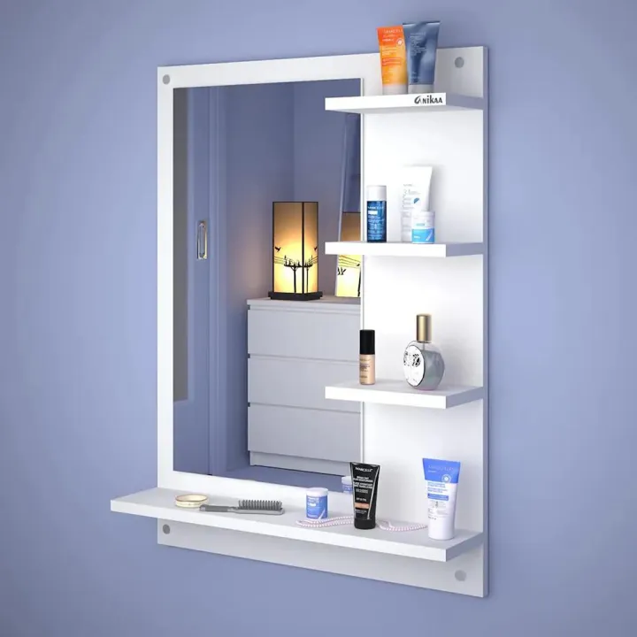 Heavy-Duty Wooden Wall Mounted Dressing Table with Mirror, Organizer ...