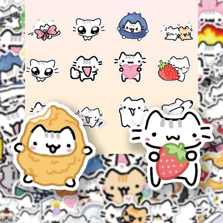 25/50pcs Line Kitten Daily Graffiti Sticker Cute Cat Cartoon Decal for ...