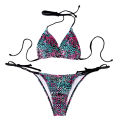 Two-Piece Women's Split Bikini Set Summer Strappy And Lace-Up Colorful Polka Dot Printed Lady's Bikini Beach Vacation Swimsuit.