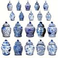 20Pcs Christmas Chinoiserie Ornaments Blue and White Chinoiserie Ginger Jar Ornaments Ginger Jar Ornament Chinoiserie Xmas Tree. 