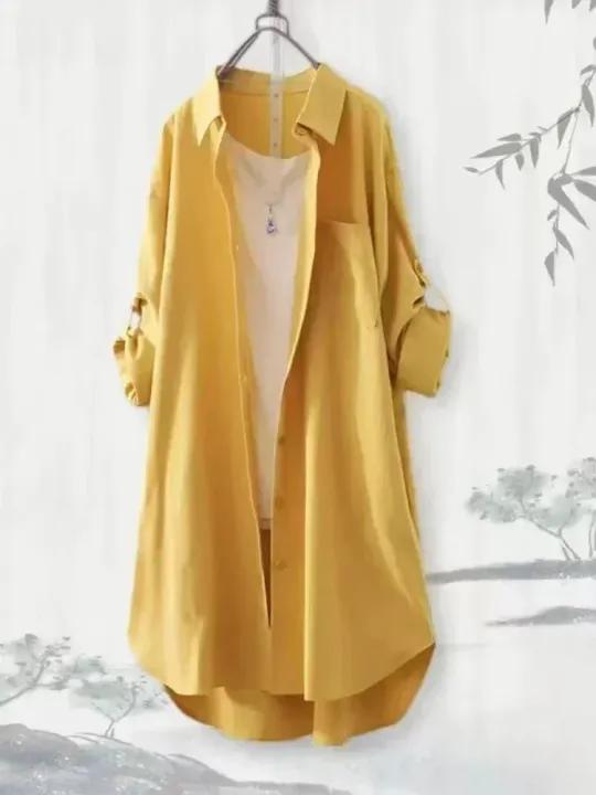 Plus%20Size%20Women%20Breathable%20Blouse%20Korean%20Shirt%20New%20Popular%20Loose%20Casual%20Fashion%20Simple%20Solid%20Female%20Long%20Sleeved%20Top%20Of%20Clothing%20-%20Image%205
