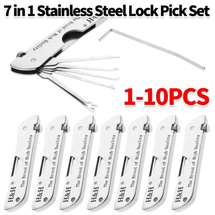 1-10PCS Stainless Steel Key Decoder Precision Hook And Pickup Hand Tool ...