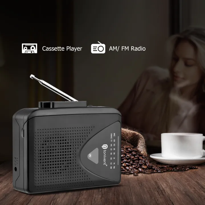 TONIVENT%20TON009%20Portable%20Cassette%20Player%20AM/%20FM%20Radio%20Auto%20Stop%20Mini%20Stereo%20Tape%20Player%203.5mm%20Earphone%20Jack%20Adjustable%20Volume%20-%20Image%205