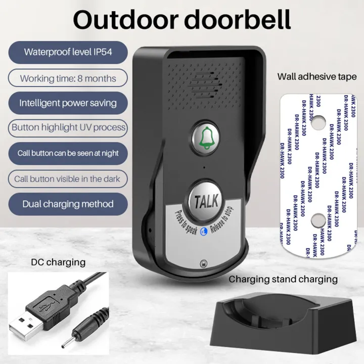 Wireless Intercom Doorbell Voice Intercom Doorbell Usb Charging Home ...