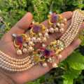 Pearl Choker Set With Tikly for Girls And Women.