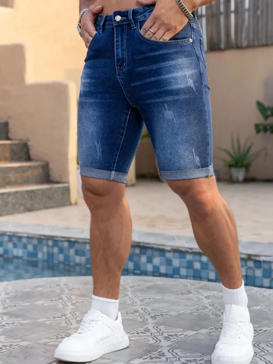 Men%20Denim%20Jeans%20Pants%20Clothing%20Trousers%20Shorts%20Men's%20Dark%20Wash%20Rolled%20Cuff%20Casual%20Denim%20Shorts%20-%20Image%207