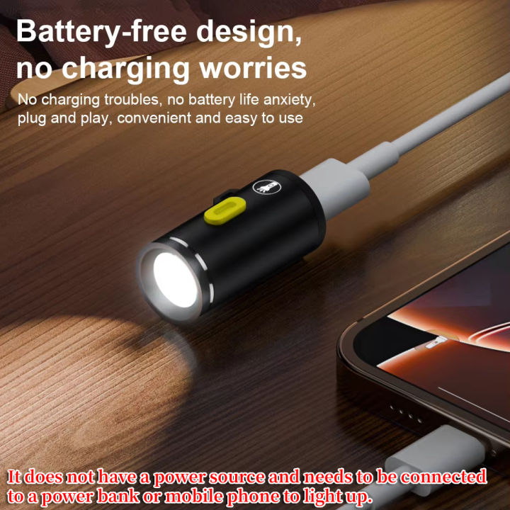 Type-C LED Handheld Strong Light Pocket Keychain Flashlight Mini Flashlight Small Light Outdoor Hiking Camping Accessories