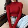 Women Long Sleeve T Shirt Spring Autumn Solid Slim Fit Casual Shirts Female Streetwear Crop Tops. 