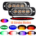 4 Led Strobe Side Warning Light Strobe Grille Flashing Lightbar Car Truck Beacon Lamp Amber Yellow White Traffic Light 12V - 24V. 