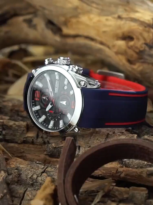 MEGIR brand fashion business sports waterproof automatic date quartz men's watch