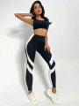 Two Tone Yoga Leggings Tummy Control Sports Tights. 