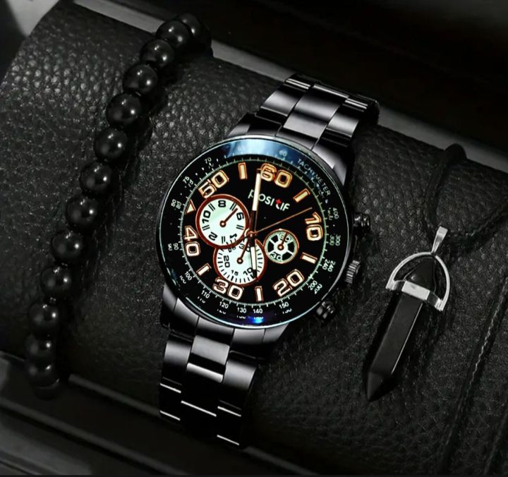 Luxury%20Black%20Stainless%20Steel%20Business%20Watch%20Deal%20For%20Men-Top%20Fashion%20Classic%20Round%20Dial%20Casual%20Watch+Natural%20Six%20Sided%20Oxyen%20Ston%20Nacklace+Black%20Natural%20Bead%20BracletFor%20Men/Boys%20Mens%20Fashion%20Watch%20Acessories%20Deal%20-Trendy%20Black%20Watch%20In%20Random%20Dial%20Design%20-%20Image%202