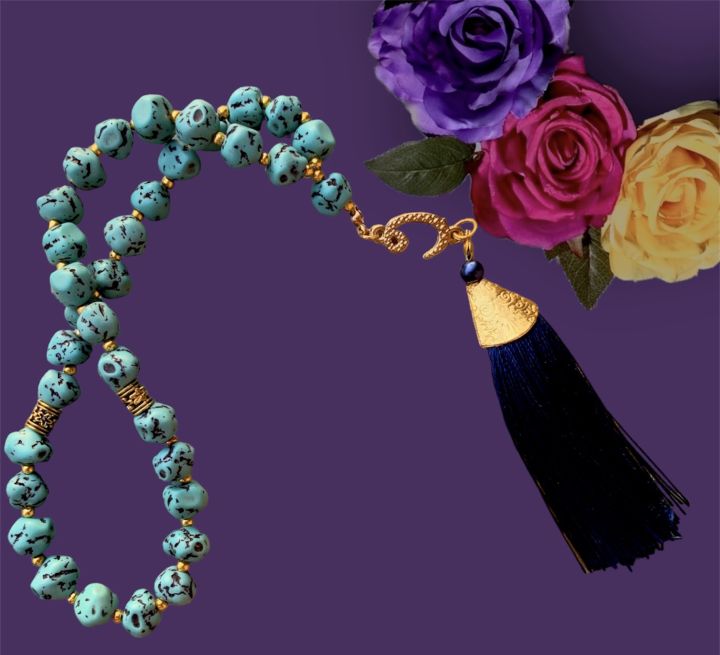 Feroza%20Tasbeeh,%20Uneven%20Original%20Beads%20Tasbih%20with%20Beautiful%20Tassel%20-%20Image%202