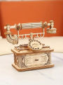Creative Retro Telephone 3D Wooden Puzzle for Adults Tabletop Model Kits Decoration and  for Christmas Birthday. 