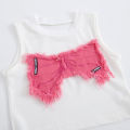 New Spring Summer Girls Clothing Set Sleeveless Bow Embroidery Shirt +Butterfly Decoration Gradient Ripped Denim Jeans 2Pcs Suit. 
