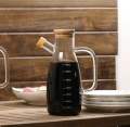 OIL JUG WITH WOODEN LID | AIR TIGHT WOODEN LID | 1000Ml , MEASURING OIL JUG | HIGH QUALITY BOROSILICATE MADE Glass | light in weight | can use in everyday kitchen utensils. 