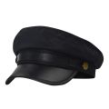 Unisex Cycling Caps PU Leather Hat Autumn Sailor Hat for Women Men Men Black Female Travel Student Hat Captain Hat Flat Top.
