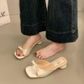 Women'S Fashion Square Toes Slippers Open Toe Comfort Sandals Slippers Casual High Heels Slipper Flip Flops for Women Trend 3344.