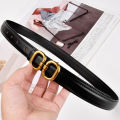 DINISITON New Women's Belt Classic Gold Pin Buckle Belt Fashion PU Leather Premium Feeling Pant Belts. 