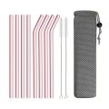 Pink Glass Straw Reusable Drinking Straw Borosilicate Glass Tube Straws for Drinks Cocktail with Cleaning Brush Bar Accessories. 
