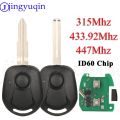 JYQ 2 Buttons Remote Head Car Key 315Mhz 433.92Mhz 447 MHZ 4D60 Chip For Ssangyong Actyon Kyron Actio Rexton Aoto Fob Control. 