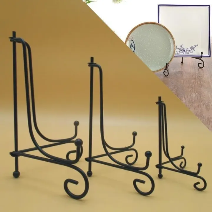 1pc Black Iron DIY Craft Bracket Book Holder Photo Pedestal Bowl Picture Frame Plate Rack Display Stand Easel Storage Holders