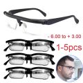 Dial Adjustable Glasses Variable Focus for Computer Reading Distance Vision Eyeglass Unisex Variable Focus Black Frame Glasses. 