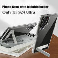 Clear Mobile Phone Case with Metal Kickstand for Samsung Galaxy S26 S25 S23 Ultra Plus 22 S24 Slim Stand Cases Back Cover.