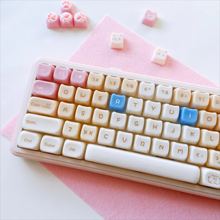 Cute%20Cat%20Ceramic-like%20Texture%20Keycaps%20with%20Cat%20Paw%20Directional%20keys%20PC%20MAO%20Profile%20for%20Mechanical%20Keyboard%2060%2070%2080%2090%20100%20-%20Image%202