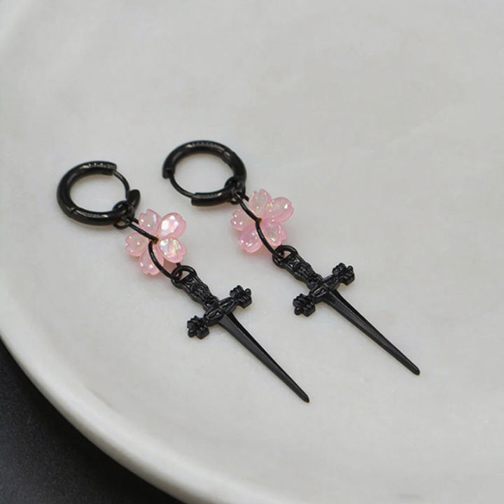 Punk%20Black%20Sakura%20Blade%20Earrings%20Gothic%20Cherry%20Blossom%20Sword%20Pendant%20Small%20Hoop%20Earrings%20Japanese%20Jewelry%20-%20Image%205