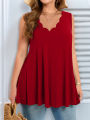 Plus Size Sleeveless Scalloped Hem Tunic Top for Women Casual Loose Fit Summer Blouse Lightweight and Breathable. 
