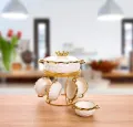 Fancy Soup Set 15 Pcs With Golden Stand. 