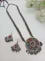 Antique Silver Party Bridal Choker Necklace Set with Earrings for Women.. 