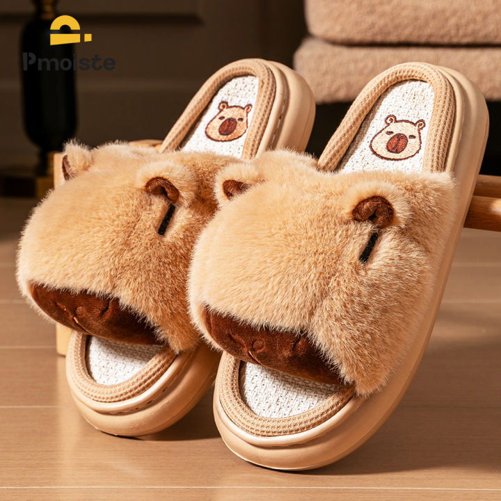Cute Platform Slippers for Women EVA Sole Memory Foam Soft Home Shoes Capybara Animal Warm Comfortable Designer Bedroom