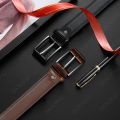 Men Belts High Quality Genuine Leather LONG Large Pin Buckle Metal Automatic Buckle Male Belts Strap Male.