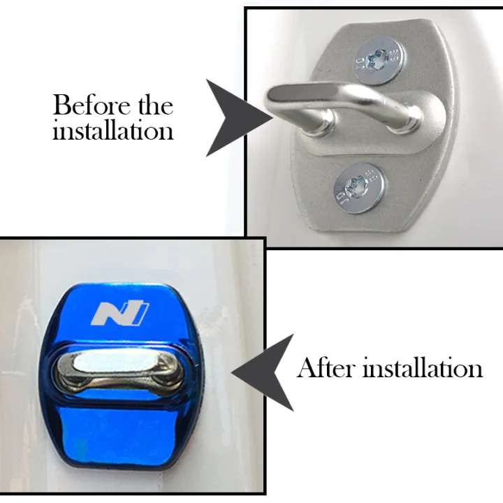 Auto Sticker Locko Car Door Lock Cover Anti-rust Stickers N Line Nline Logo for Hyundai ...