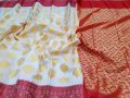 White Color Katan Saree For Women Without Blouse Pieces.