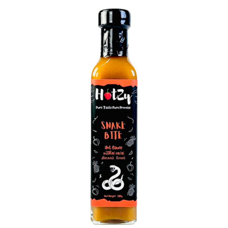 Hotzy 250ml Snake Bite Hot Sauce made with Pineapple- A rich pineapple based Hot sauce made with Scotch Bonnet Nai Miris
