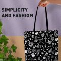 Mystical Witch Tote Bag with Skull, Potion & Star Design , with Fixed Shoulder Straps for Halloween Parties. 