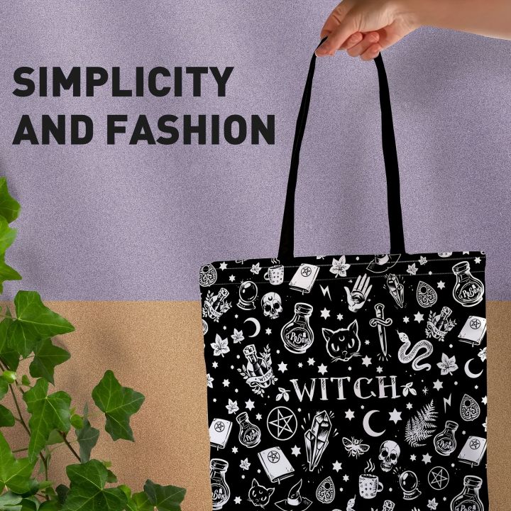 Mystical%20Witch%20Tote%20Bag%20with%20Skull,%20Potion%20&%20Star%20Design%20,%20with%20Fixed%20Shoulder%20Straps%20for%20Halloween%20Parties%20-%20Image%203