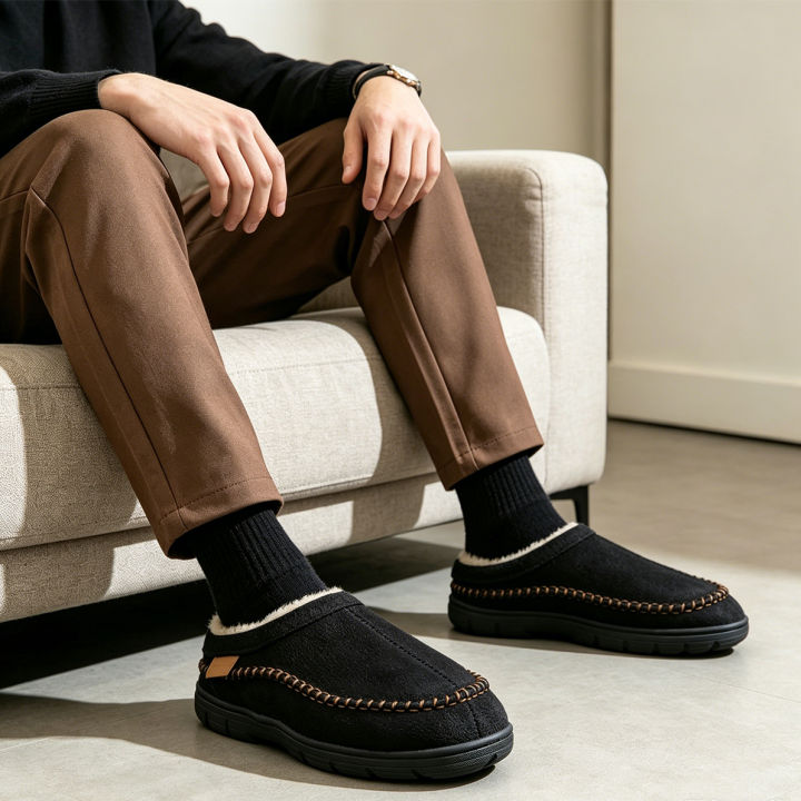 Pmoiste%20Soft%20Faux%20Suede%20House%20Slippers%20Men%20Comfortable%20Warm%20Cushion%20Designer%20Mark%20Line%20Living%20Room%20Shoes%20Slip-on%20Winter%20Indoor%20-%20Image%206